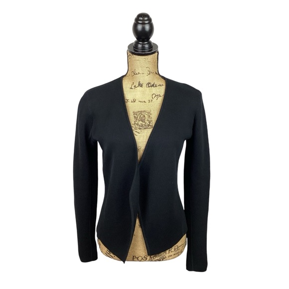 Eileen Fisher Silk/Cotton Open Cardigan Black